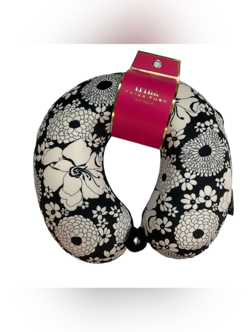 Trina Turk Black White Floral Memory Foam Travel Neck Pillow NWT limited-edition